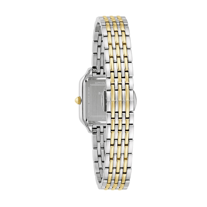 Ladies' Bulova Sutton Two-Tone IP Stainless Steel Watch with Silver Dial (Model: 98L330)