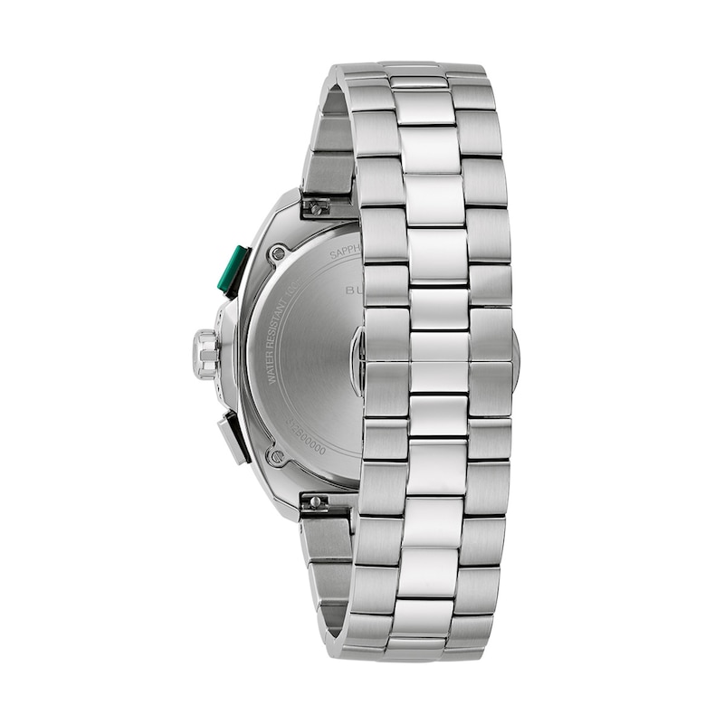 Men's Bulova Racer Chronograph Stainless Steel Watch with Green Dial (Model: 98B468)