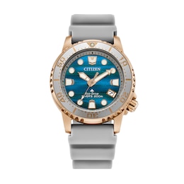 Ladies' Promaster Dive Limited Edition Eco-Drive® Rose-Tone Stainless Steel Watch with Blue Dial (Model: EO2023-00W)