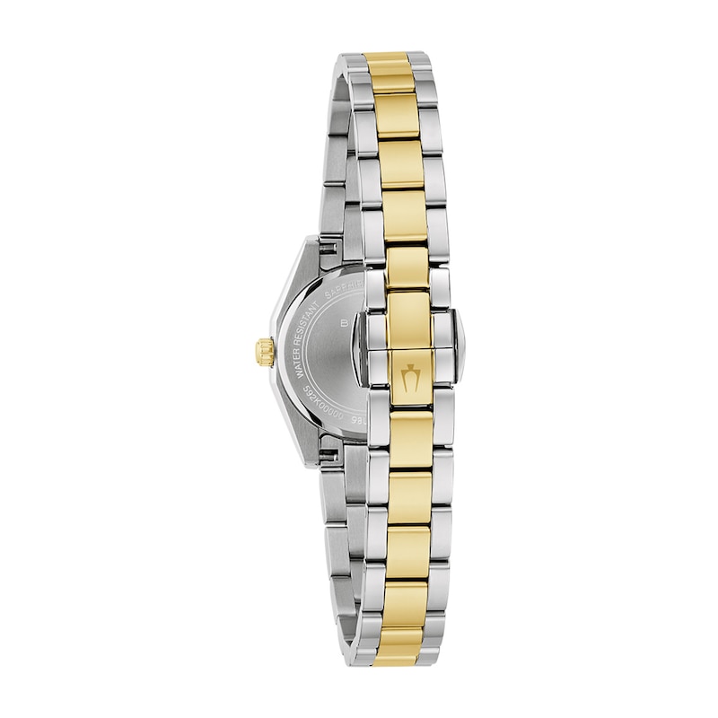 Ladies' Bulova Surveyor Two-Tone IP Stainless Steel Watch with White Dial (Model: 98L331)
