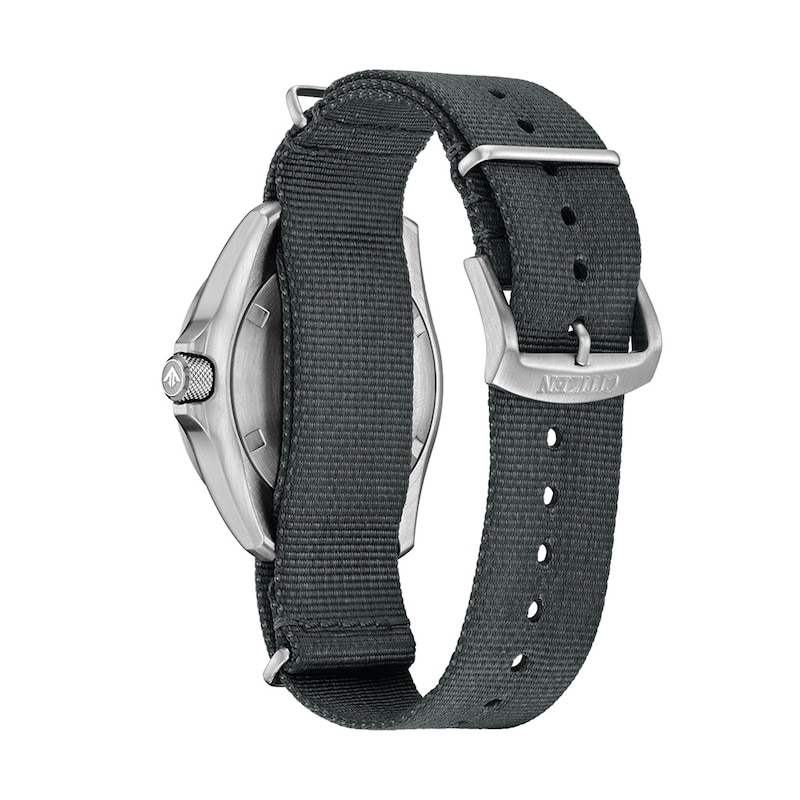 Main Image 3 of Men's Citizen Promaster Eco-Drive® Stainless Steel Watch with Navy Blue Dial and Gray Nylon Strap (Model: BJ7150-09L)