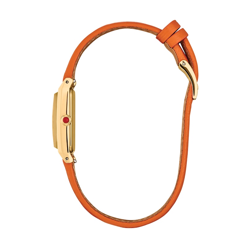 Ladies' Citizen Fio Eco-Drive® Gold-Tone IP Stainless Steel Watch with Orange Leather Strap (Model: EG7122-04A)