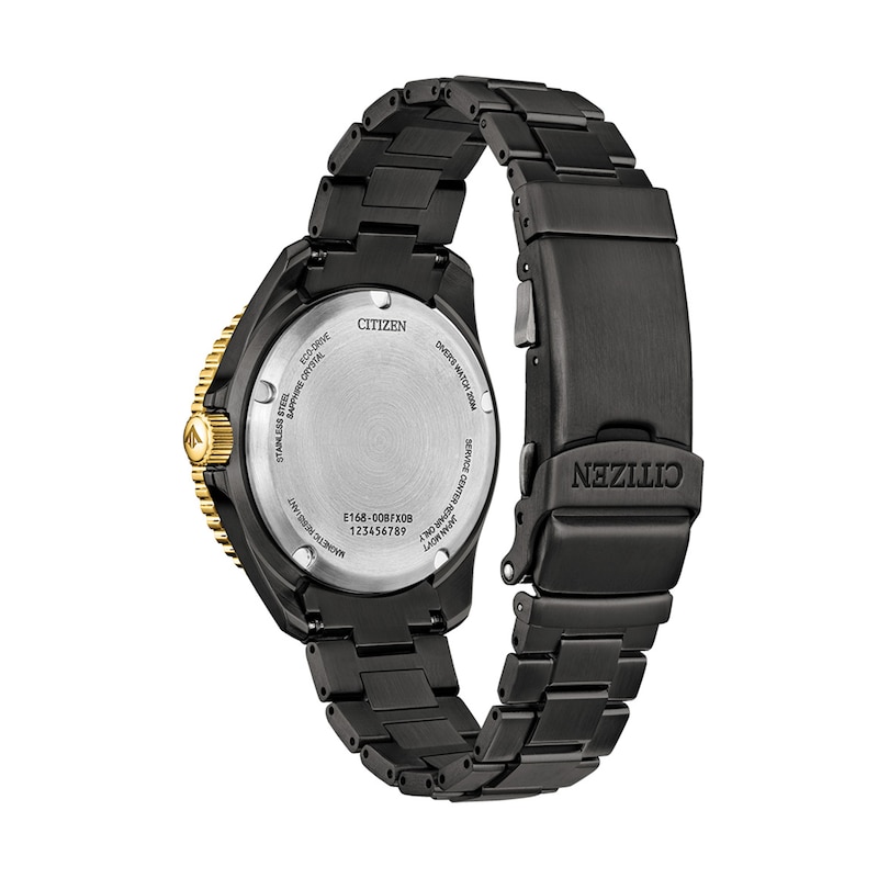 Men's Citizen Promaster Dive Limited Edition Eco-Drive® Black and Gold-Tone IP Stainless Steel Watch (Model: BN0264-53E)