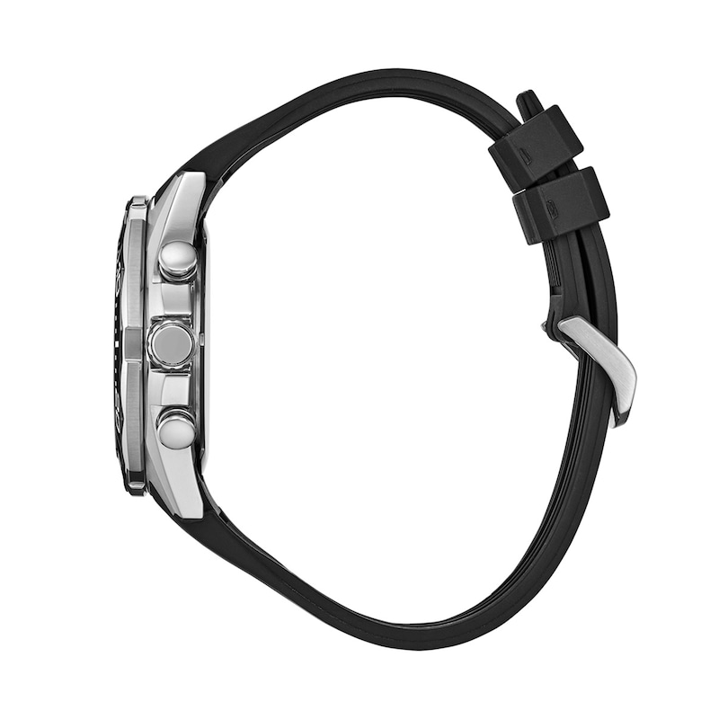 Main Image 2 of Men's Citizen Endeavor Chronograph Eco-Drive® Stainless Steel Watch with Black Dial and Black Strap (Model: CA4730-08E)