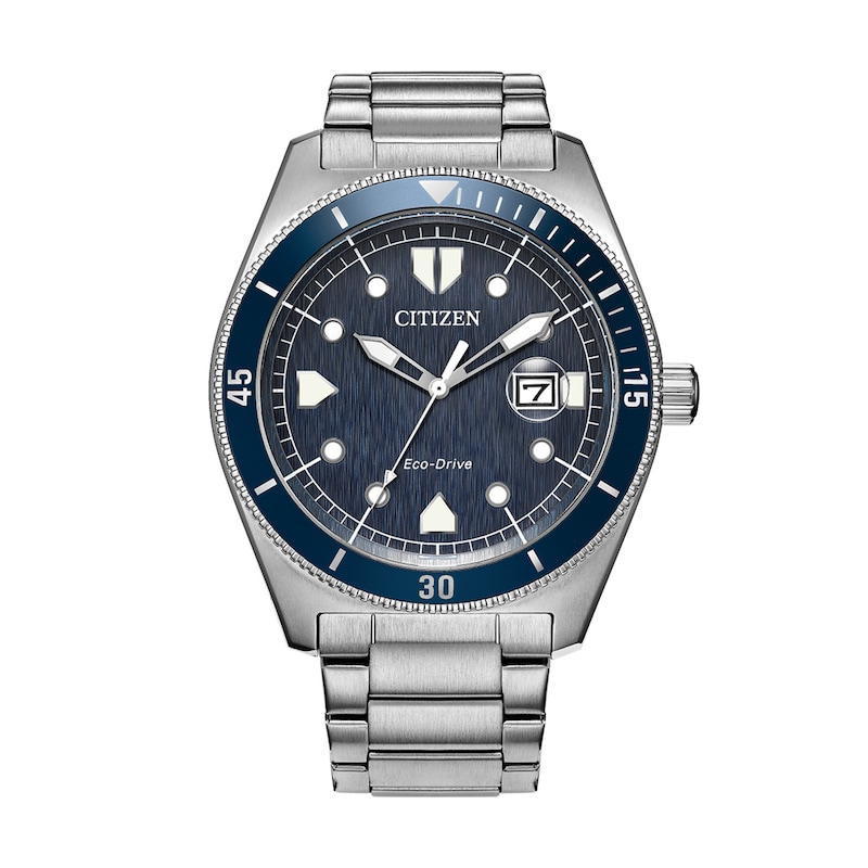 Main Image 1 of Men's Citizen Terra Force Eco-Drive® Stainless Steel Watch with Blue Dial (Model: AW1886-59L)