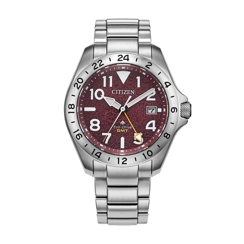 Men's Citizen Promaster Eco-Drive® Stainless Steel Watch with Red Dial (Model: BJ7150-50W)