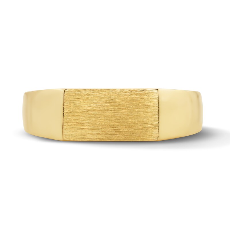 Brushed Rectangle Signet Ring in 10K Gold
