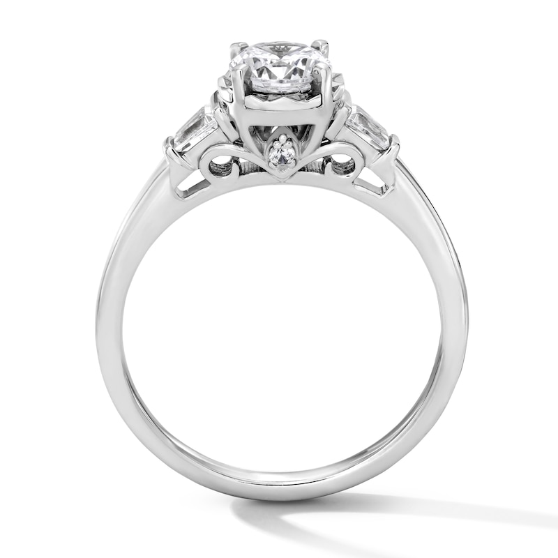 0.70 CT. T.W. Round and Baguette-Cut Diamond Engagement Ring 14K White Gold (I/I1)