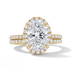 3.75 CT. T.W. Oval-Shaped Certified Lab-Grown Diamond Frame Bridal Set in 14K Gold (F/VS2)