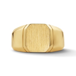 Brushed Octagon Signet Ring in 10K Gold
