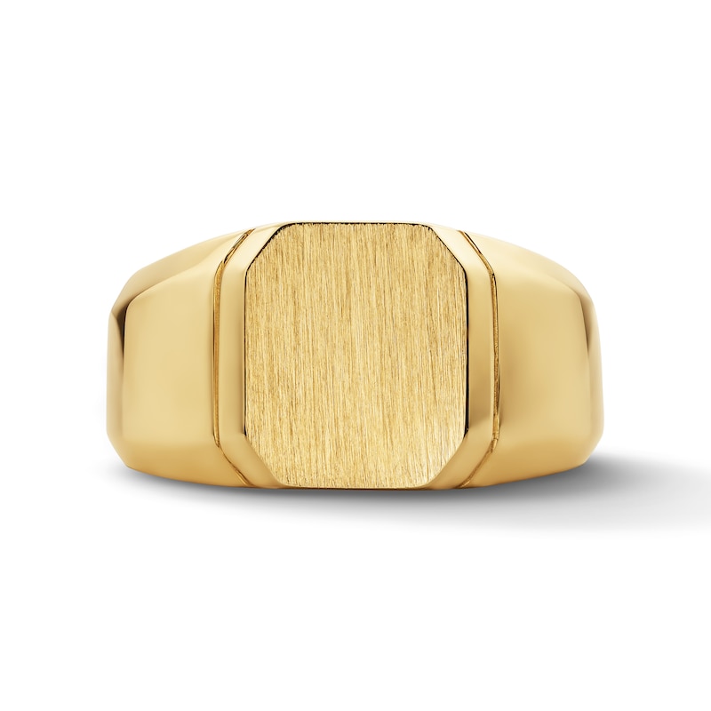 Brushed Octagon Signet Ring in 10K Gold
