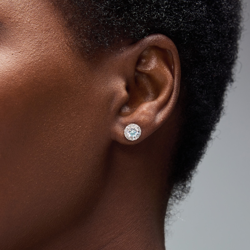 CT. T.W. Certified Lab-Grown Diamond Frame Stud Earrings in 14K White Gold (F/VS2