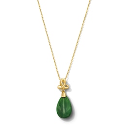 Pear-Shaped Jade Knot Drop Necklace in Sterling Silver with 18K Yellow Gold Plate - 18"