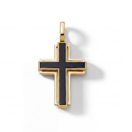 Black Onyx Cross Charm in 10K Gold