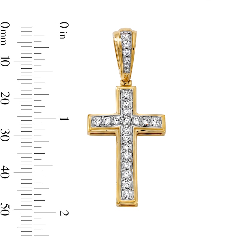 1.00 CT. T.W. Lab-Grown Pavé Diamond Cross Charm in 10K Gold (F/SI2)