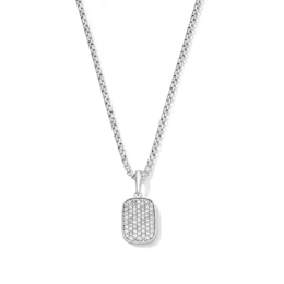 0.50 CT. T.W. Lab-Grown Diamond Dog Tag Necklace in Sterling Silver (F/SI2) - 20"