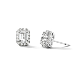 1.20 CT. T.W. Emerald-Cut Certified Lab-Grown Diamond Solitaire Stud Earrings in 14K White Gold (F/VS2)