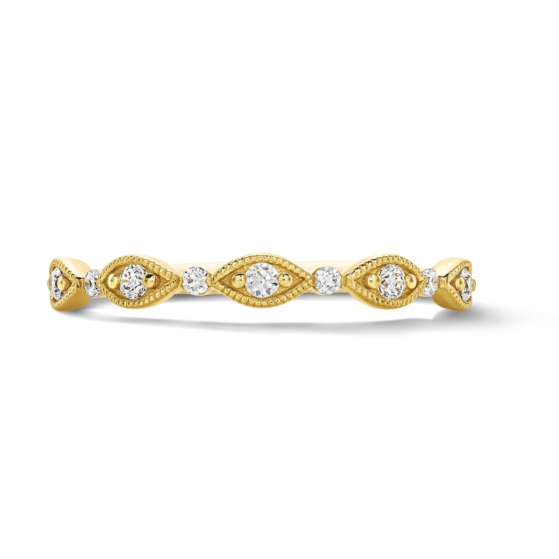 0.15 CT. T.W. Diamond Marquise Milgrain Stackable Band 14K Gold