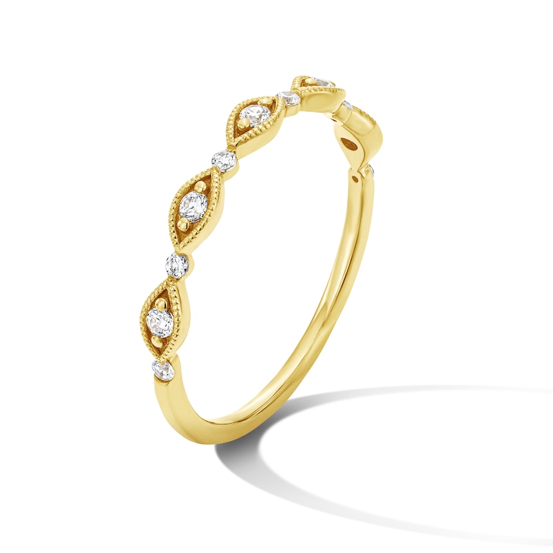 0.15 CT. T.W. Diamond Marquise Milgrain Stackable Band 14K Gold