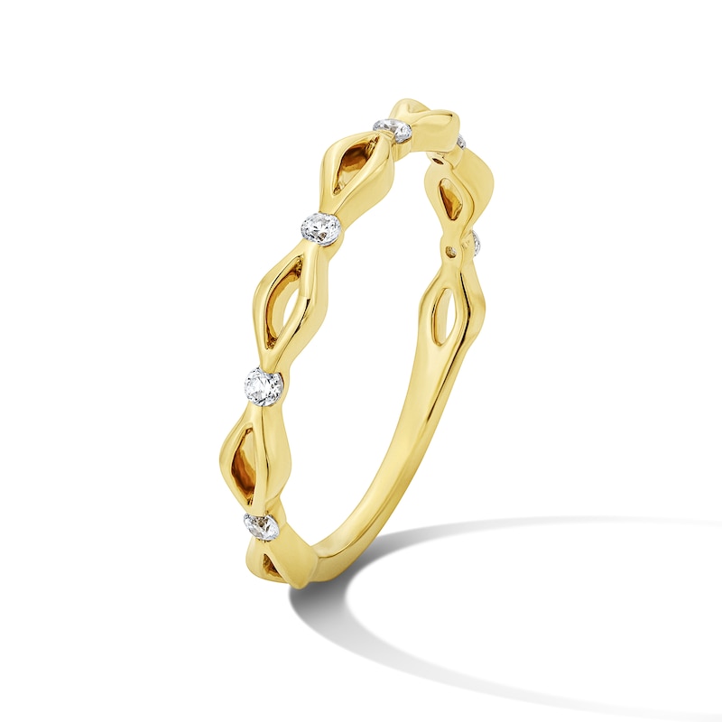 0.10 CT. T.W. Diamond Wavy Stackable Band 14K Gold