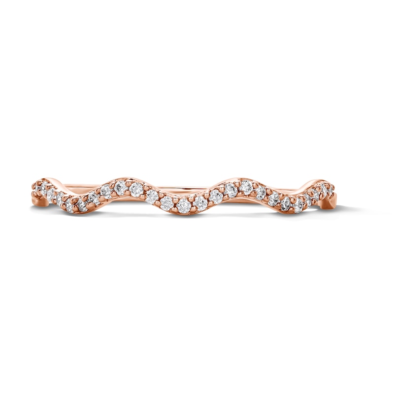 0.06 CT. T.W. Diamond Wavy Stackable Band 10K Rose Gold