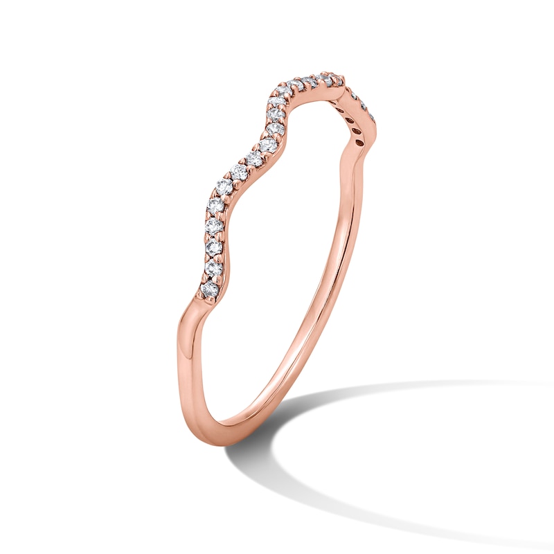 0.06 CT. T.W. Diamond Wavy Stackable Band 10K Rose Gold