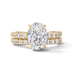 Vera Wang Love Collection 5.20 CT. T.W. Oval Certified Lab-Grown Diamond Bridal Set in 14K Gold (F/VS2)