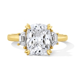 3.55 CT. T.W. Cushion & Trapezoid-Cut Certified Lab-Grown Diamond Three-Stone Engagement Ring in 14K Gold (F/VS2)