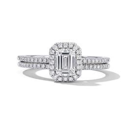 0.70 CT. T.W. Emerald-Cut Diamond Frame Bridal Set in 14K White Gold