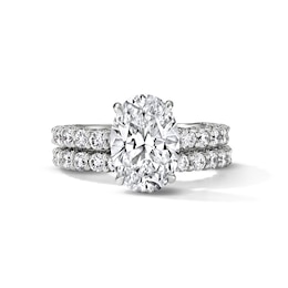 Vera Wang Love Collection 5.20 CT. T.W. Oval Certified Lab-Grown Diamond Bridal Set in 14K White Gold (F/VS2)