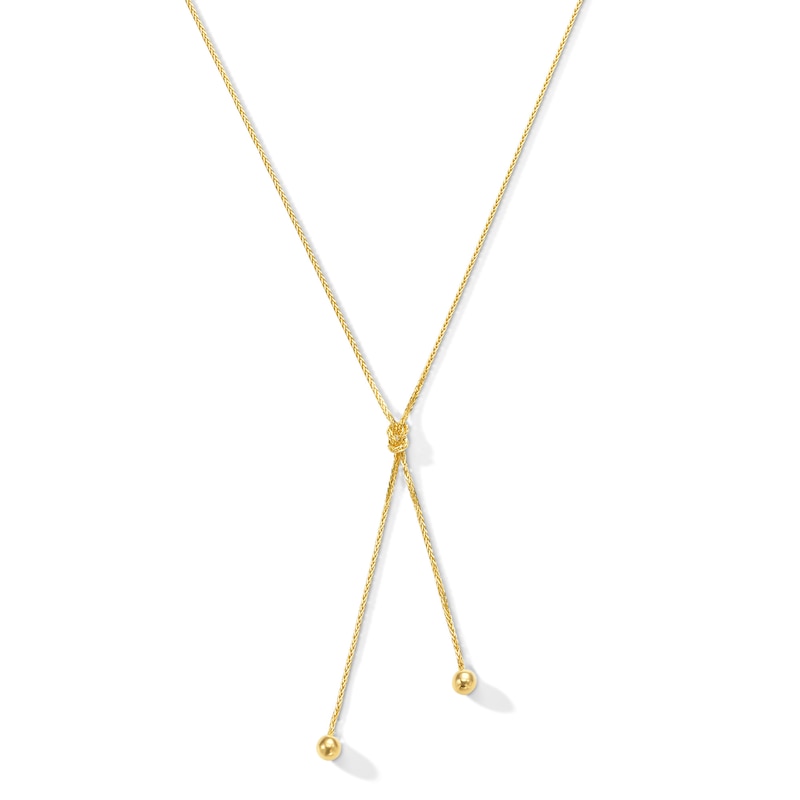 Lariat Knot Spiga Chain Necklace in 14K Gold - 18"