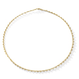 Diamond-Cut Bead Omega Chain Necklace in Solid 18K Gold - 18"