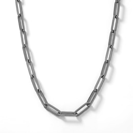 Paper Clip Chain Necklace in Sterling Silver with Gunmetal Gray Plate- 21.57"