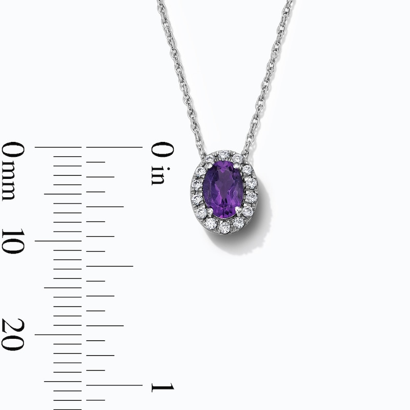 Oval-Cut Amethyst and 0.10 CT. T.W. Lab-Grown Diamond Frame Necklace in Sterling Silver (F/SI2) - 18"