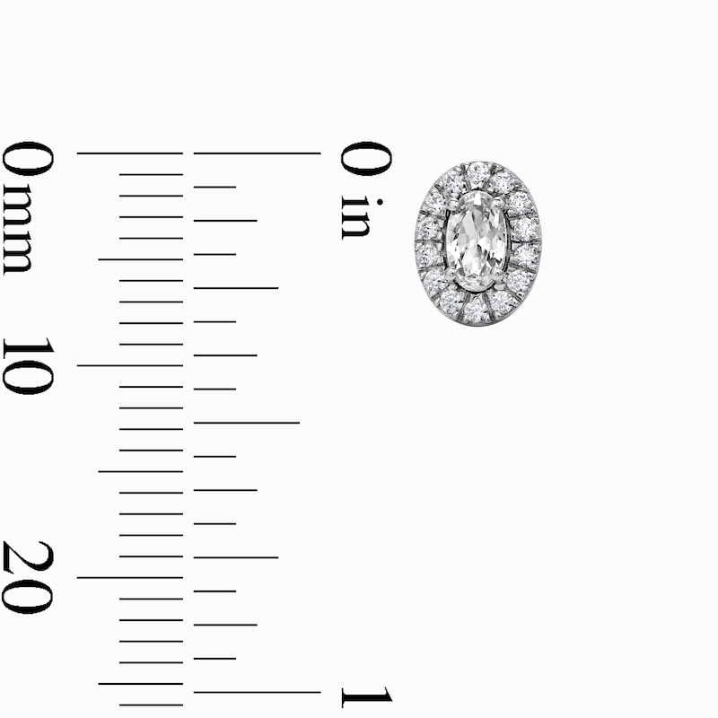 Oval White Lab-Created Sapphire and 0.20 CT. T.W. Lab-Grown Diamond Frame Earrings in Sterling Silver