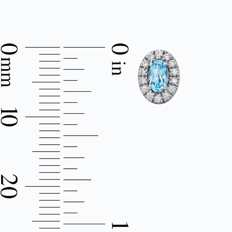 Oval Swiss Blue Topaz & 0.20 CT. T.W. Lab-Grown Diamond Frame Earrings in Sterling Silver (F/SI2)