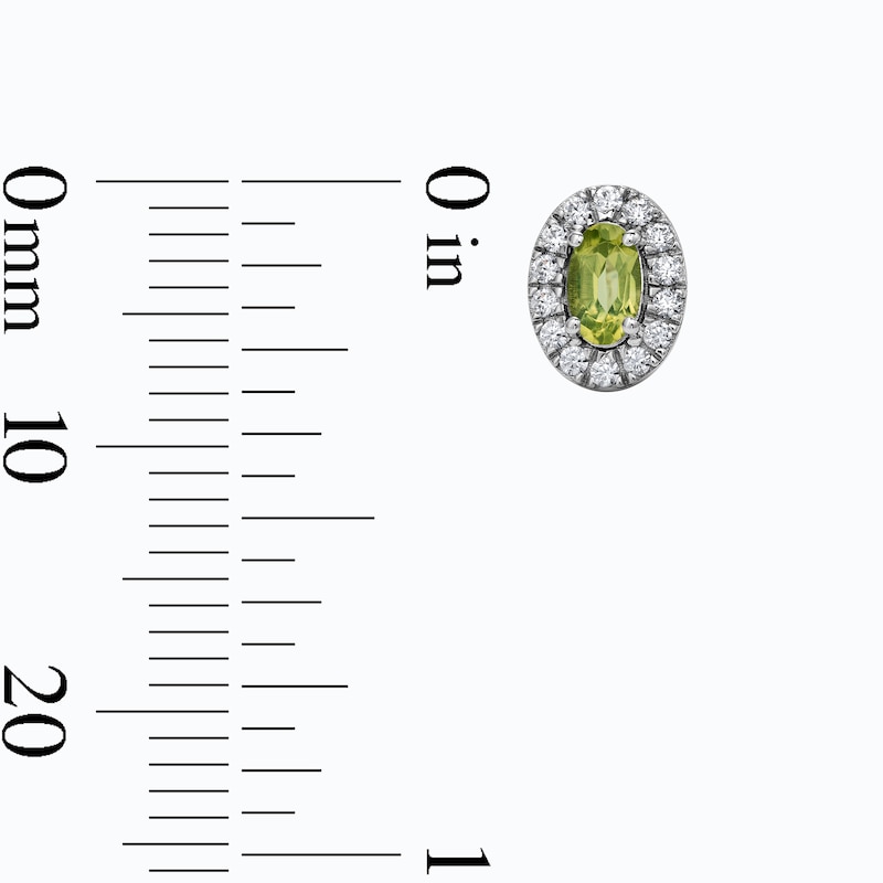 Oval Peridot & 0.20 CT. T.W. Lab-Grown Diamond Frame Earrings in Sterling Silver (F/SI2)