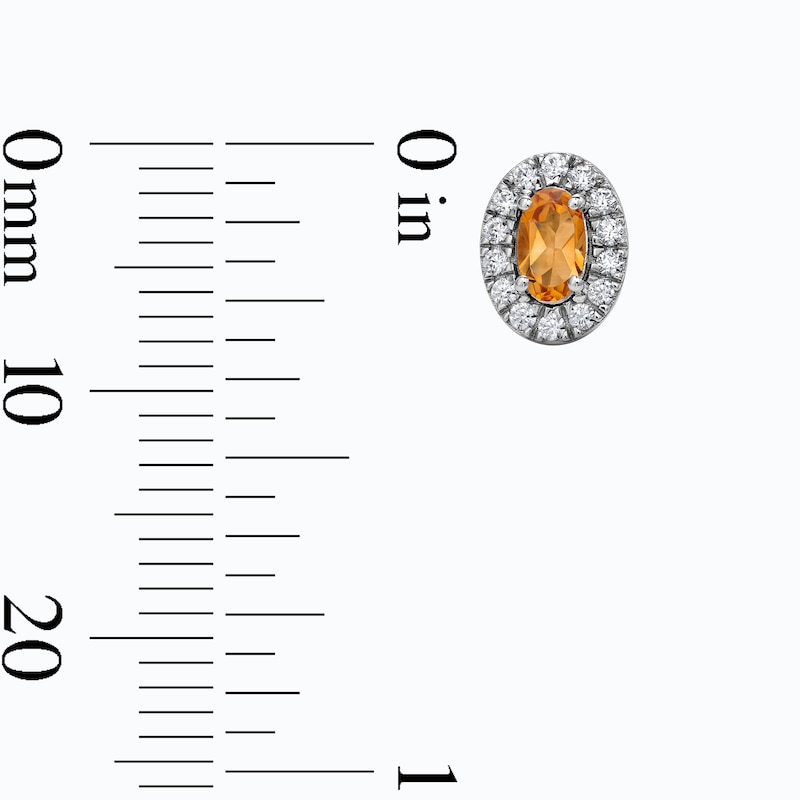 Oval Citrine & 0.20 CT. T.W. Lab-Grown Diamond Frame Earrings in Sterling Silver (F/SI2)