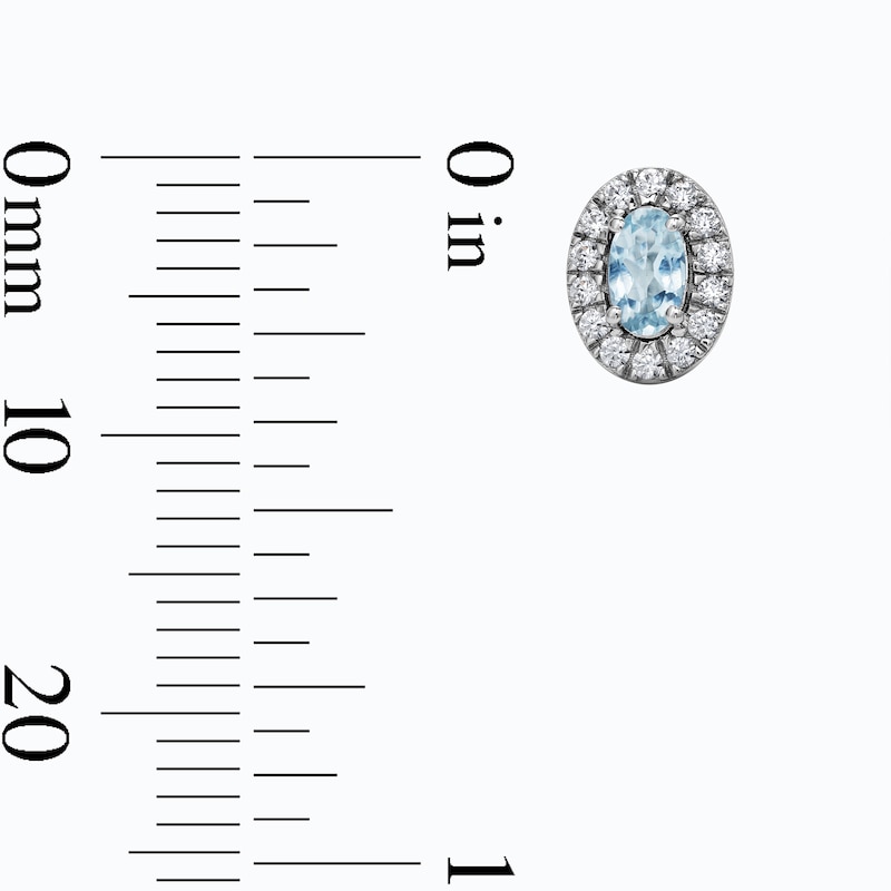 Oval Aquamarine and 0.20 CT. T.W. Lab-Grown Diamond Frame Earrings in Sterling Silver