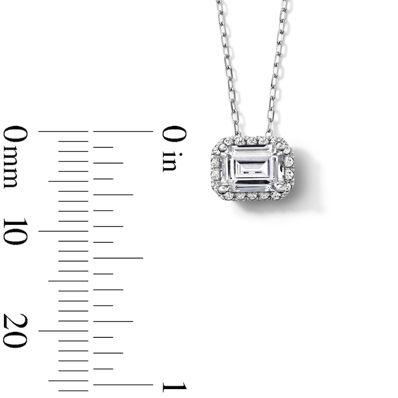 1.12 CT. T.W. Emerald-Cut Certified Lab-Grown Diamond Frame East-West Necklace in 14K White Gold (F/VS2) - 18"