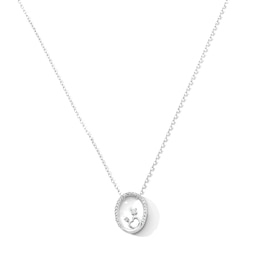 0.15 CT. T.W. Lab-Grown Diamond Heart Oval Frame Necklace in Sterling Silver (F/SI2) - 18"