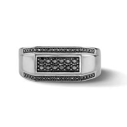 0.43 CT. T.W. Black Diamond Rectangle Ring in Sterling Silver