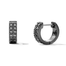 0.50 CT. T.W. Black Diamond Huggie Hoop Earrings in Sterling Silver with Black Rhodium Plate
