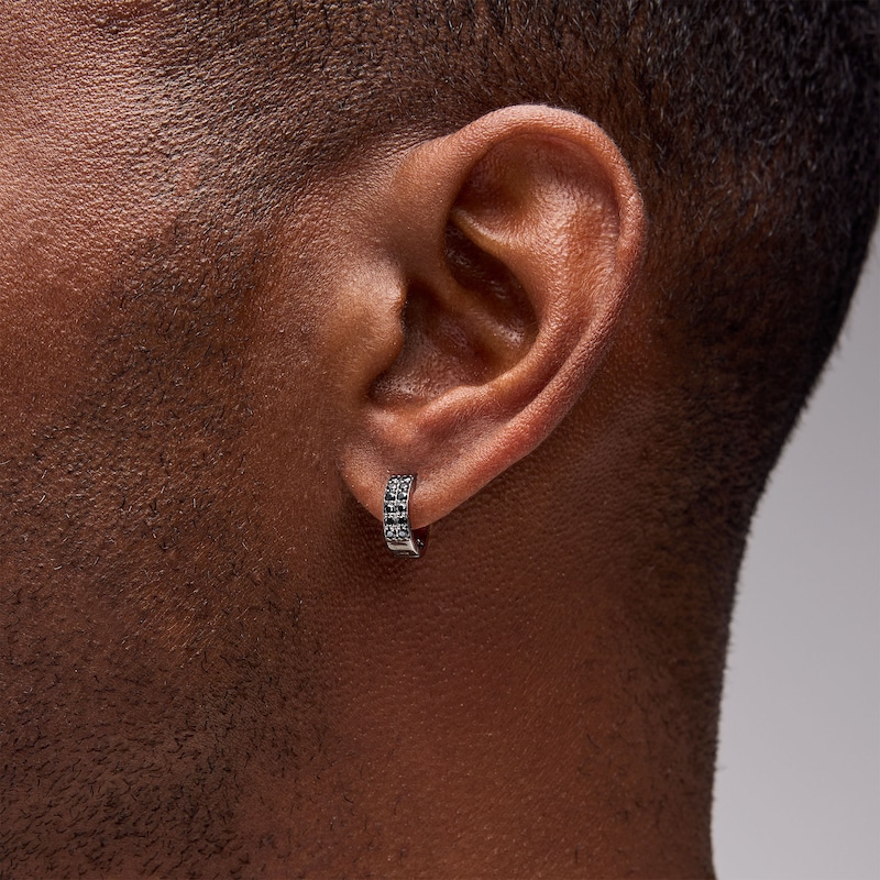 0.50 CT. T.W. Black Diamond Huggie Hoop Earrings in Sterling Silver with Black Rhodium Plate