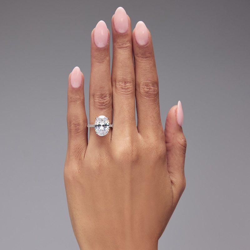 6.33 CT. T.W. Oval Certified Lab-Grown Diamond Frame Engagement Ring 14K Gold (F/VS2)