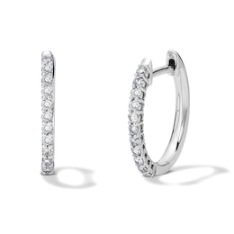 0.25 CT. T.W. Diamond Hoop Earrings in 10K White Gold