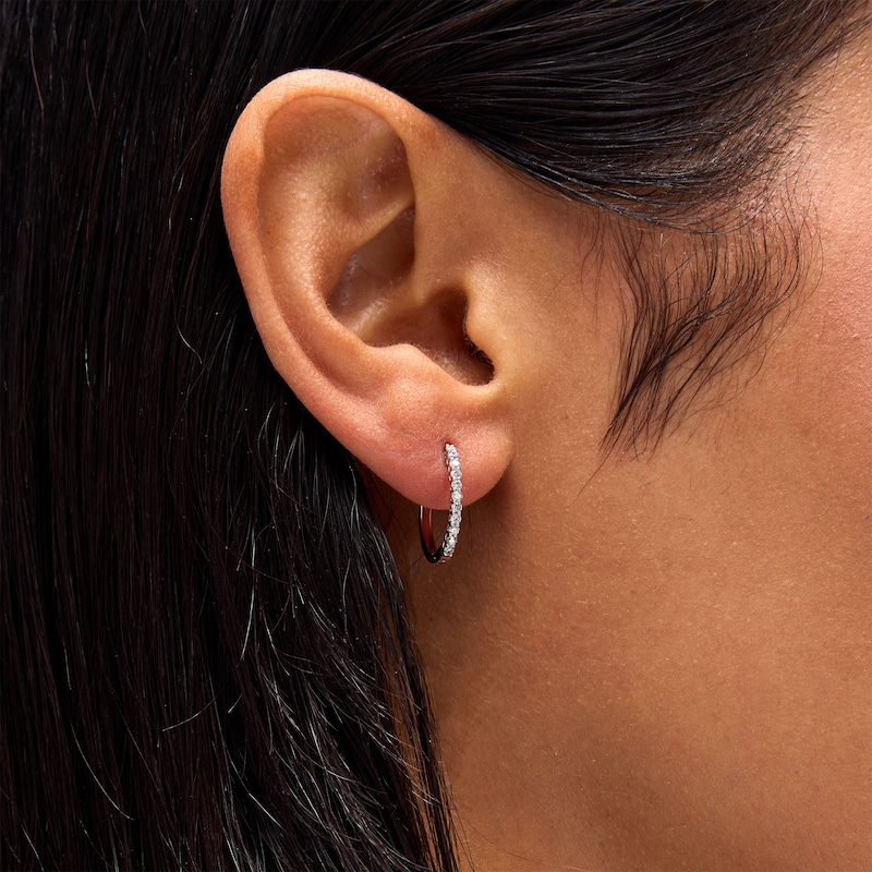 CT. T.W. Diamond Hoop Earrings in 10K White Gold