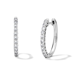 0.50 CT. T.W. Diamond Hoop Earrings in 10K White Gold