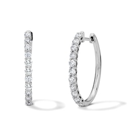 1.00 CT. T.W. Diamond Hoop Earrings in 10K White Gold