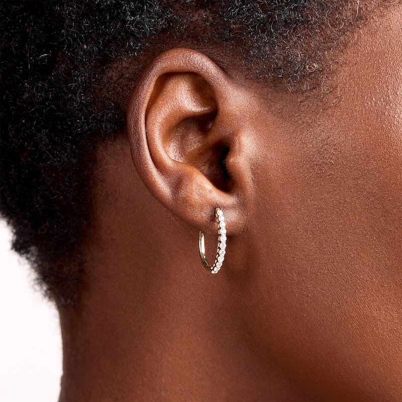 0.50 CT. T.W. Diamond Hoop Earrings in 10K Gold